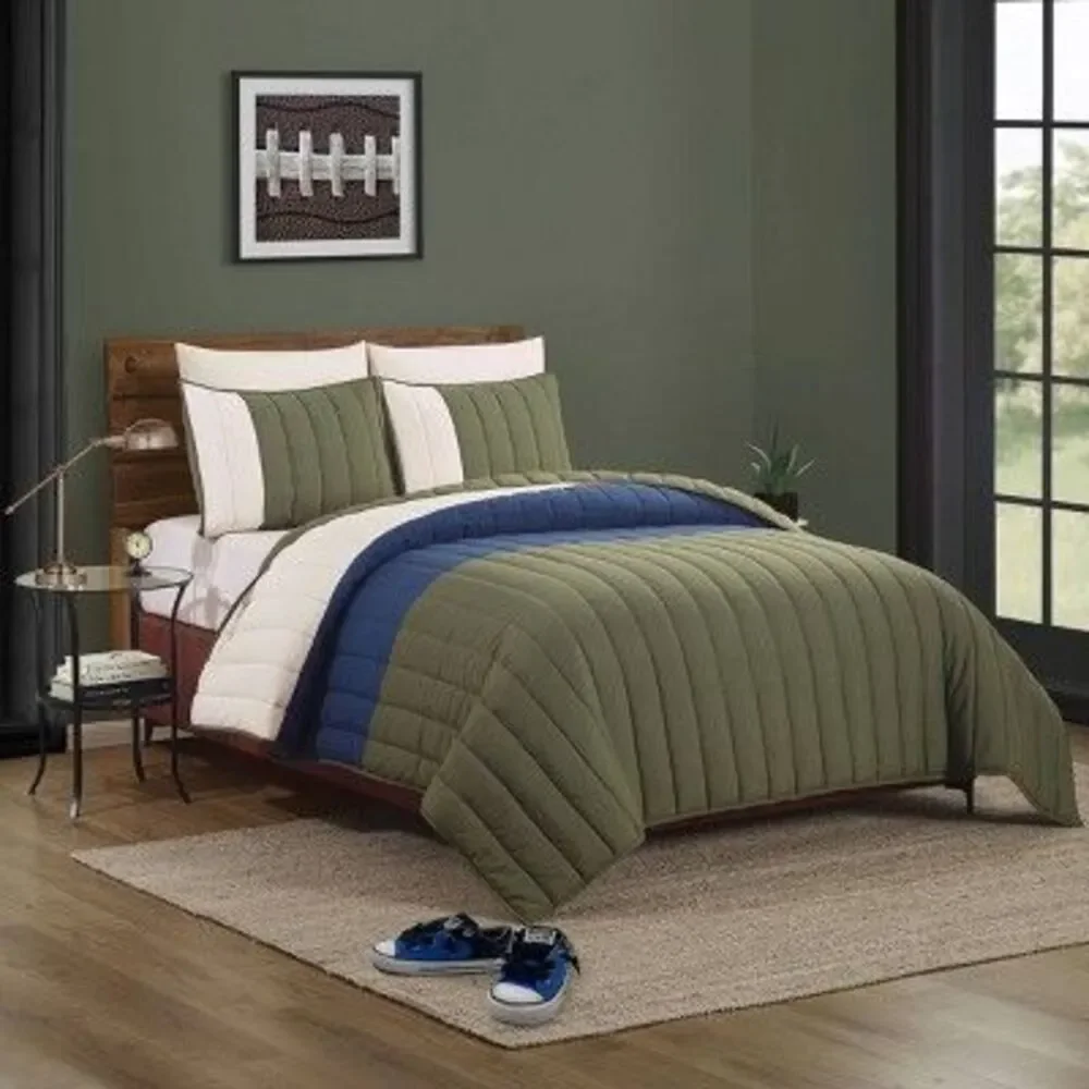 Teen Twin/Twin XL Block Comforter Set Blue and Yel Blue and Yellow